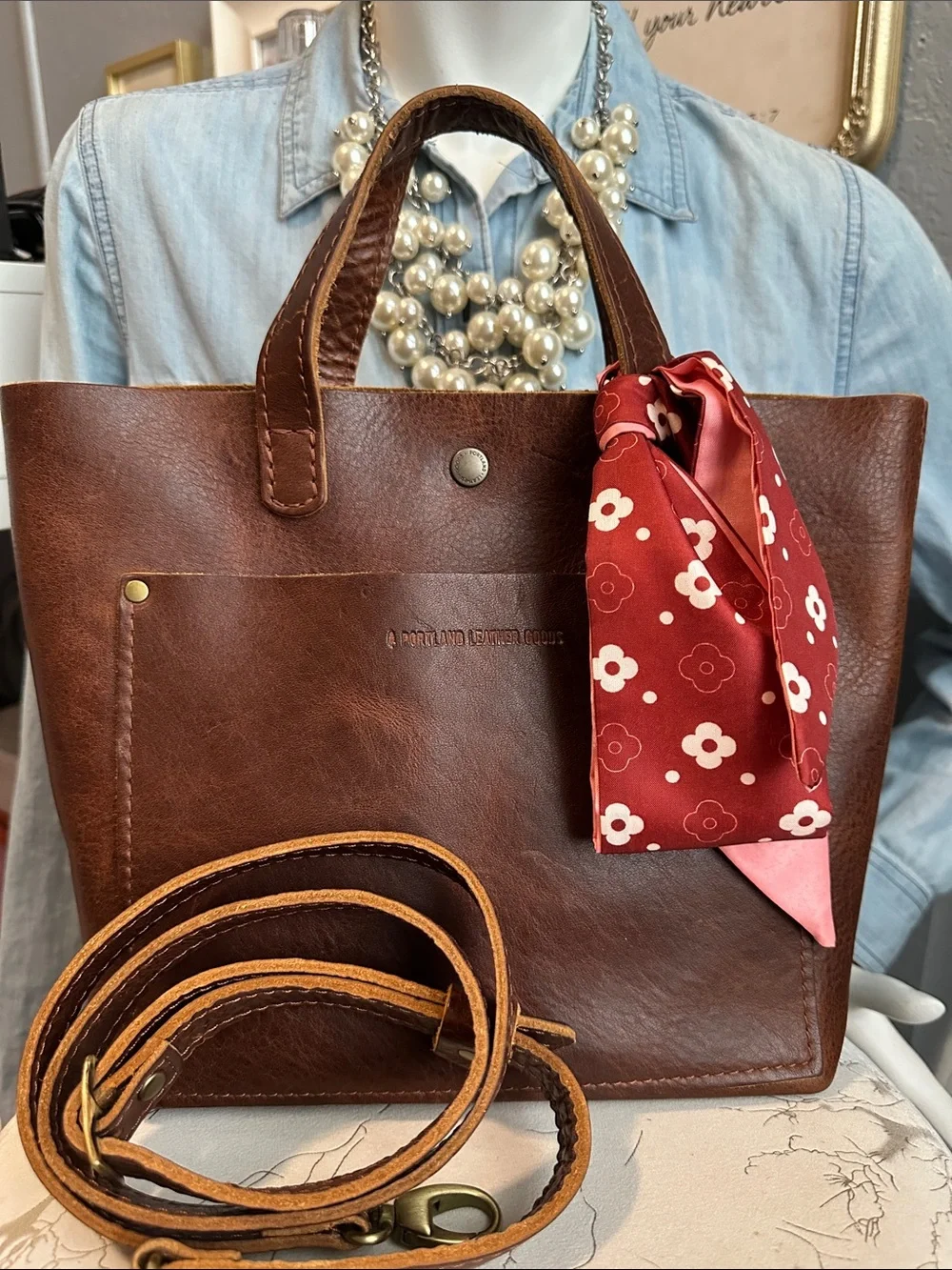 PLG mini crossbody tote Tamarindo or English tan - Picture 2 of 12